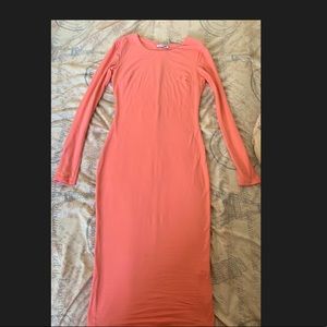 Long pink long sleeve dress